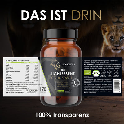Bio Lichtessenz Grünkraft – Gerstengras- & Urweizengrassaftpulver