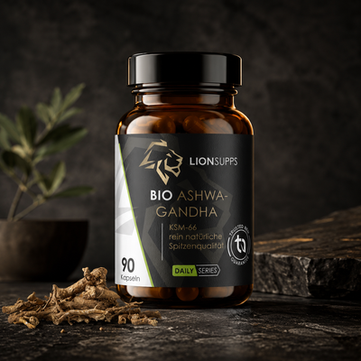 BIO Ashwagandha von Lion Supps – vegane Kapseln, 500 mg Wurzelextrakt mit Withanoliden